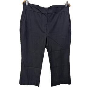 Boden Women's Sz 14R Black‎ Cropped Chino Pants Flat Front Straight Leg Classic